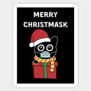 Merry Christmask Black Cat Magnet